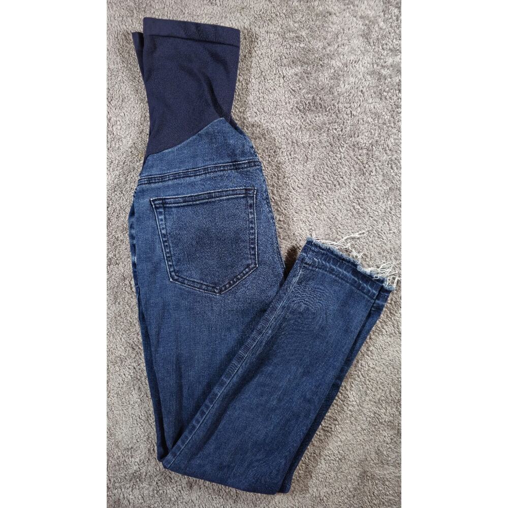 Maternity Indigo Blue Jeans Size S Skinny Light Wash Stretch Full Belly Panel
